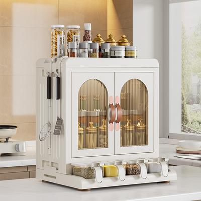 Kitchen Condiment Storage Rack Chopsticks Knife Holder Countertop Multi-functional Seasoning Kitchen Utensils Storage Rack Multi-layer Storage Cabinet
