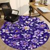 1pc Purple Floral Print Chair Carpet for Office, Round Non Slip Durable Large Size Office Carpet, Suitable for Office