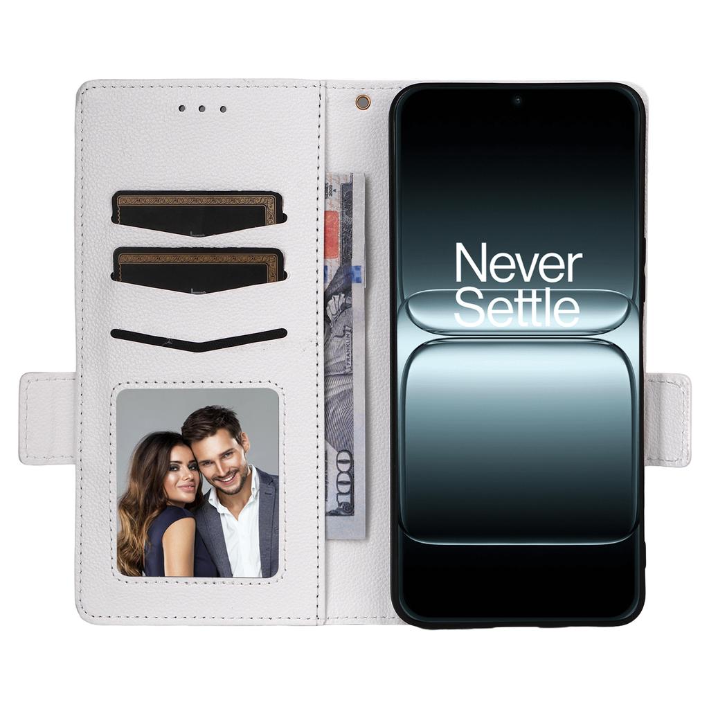 For OnePlus 13T 5G Case with Wrist Strap Litchi Texture PU Leather Wallet Phone Cover