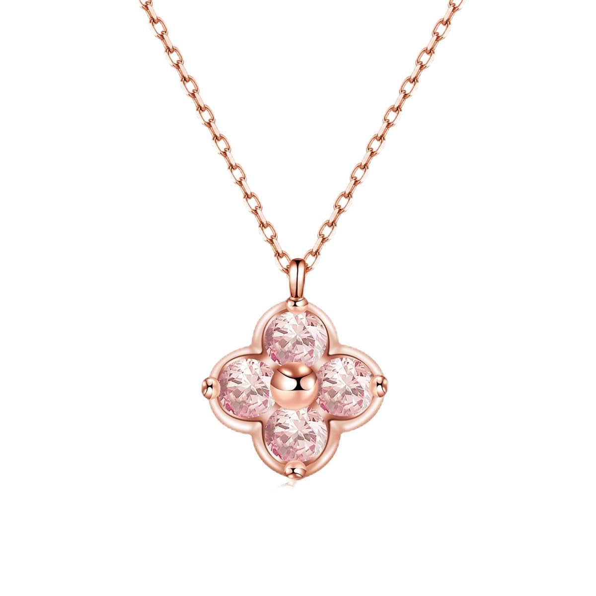

Morganite Necklace for Pink Luck Metal Allergy 925 Sterling April Birthday Gift for Junior High School Girls [FH.bird] Women, Gold, Good Charm ,