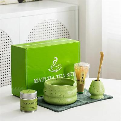 Set Japonez Matcha 4/6/7 PIESE cu Bol Ceramic, Tel Matcha din Bambus și Linguriță pentru Ceai, Accesorii Instrumente DIY pentru Prepararea Ceaiului