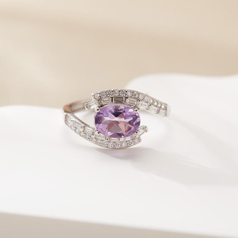 S925 Sterling Silver Natural Colored Treasure Ring, High-End Niche Light Luxury Index Finger Ring, Women'S Jewelry That Cannot Lose Color