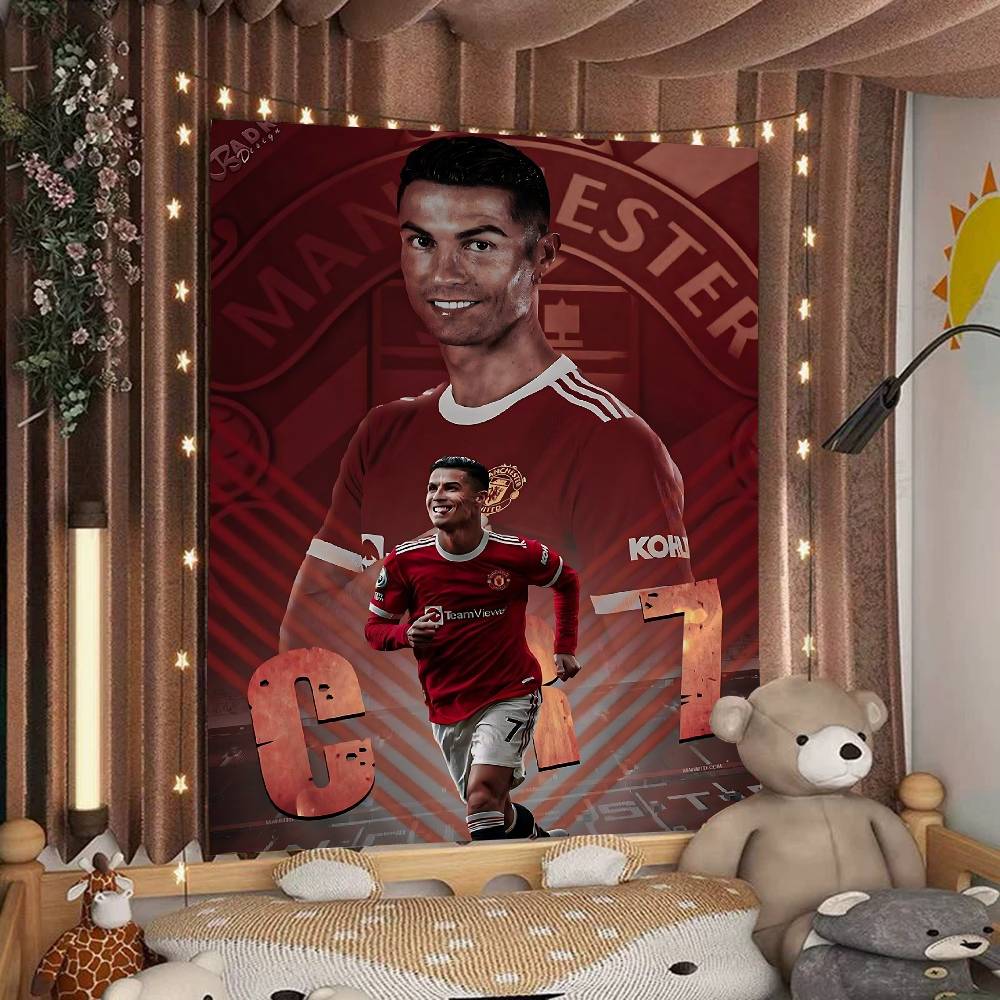 CCristiano RRonaldo CR7 Anime Tapestry Hanging Tarot Hippie Wall Rugs Dorm Home Decor