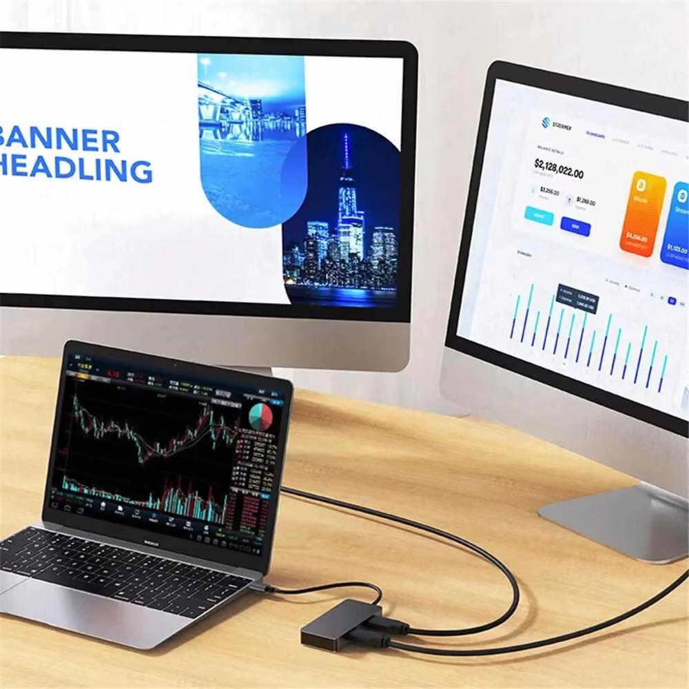 Docking Station Hub Usb 3.0 Multifunctional, Usbc, Pd100w, 2 HDTV, Mst 4k Compatible With Multi Screen Display Extension 7-In-1