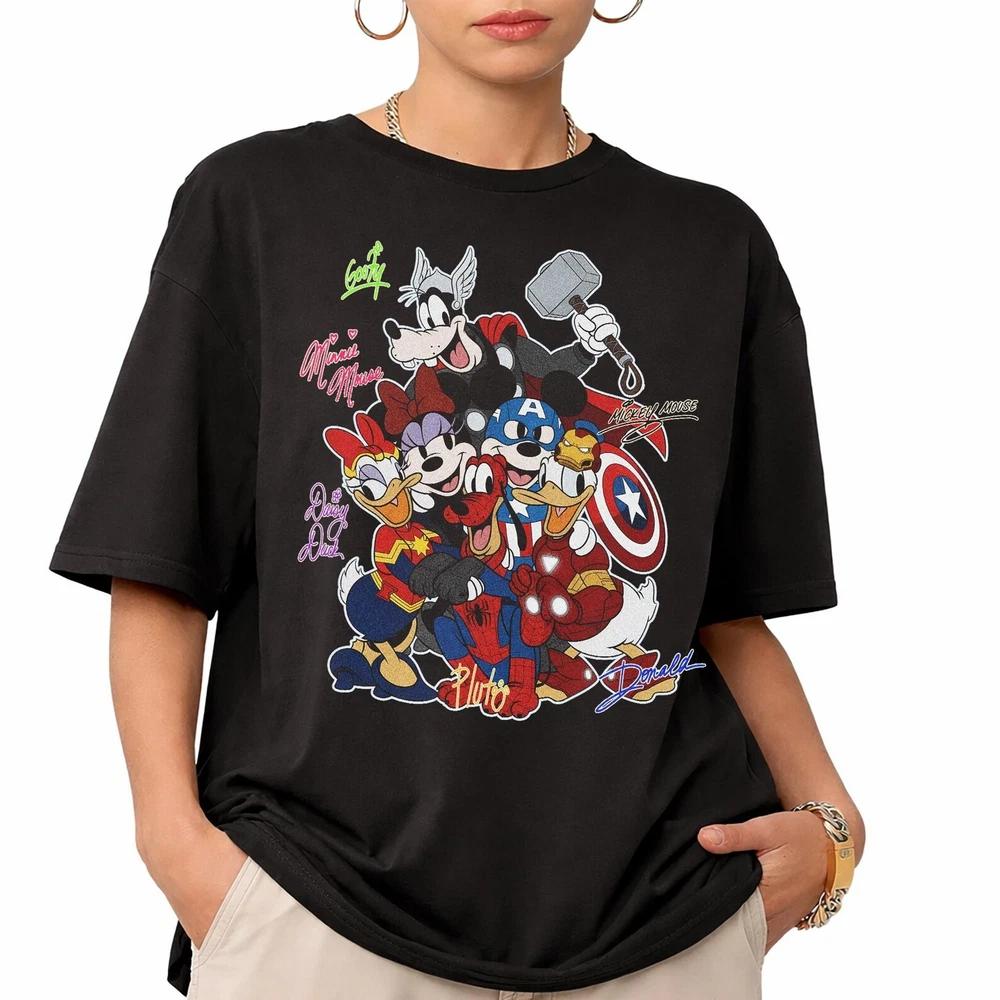 Mickey And Friends Signatures Shirt Avenger Superhero TShirt S