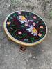 Hand Painted Wooden Chowki Bajot | Round Elephant Design Stool Table