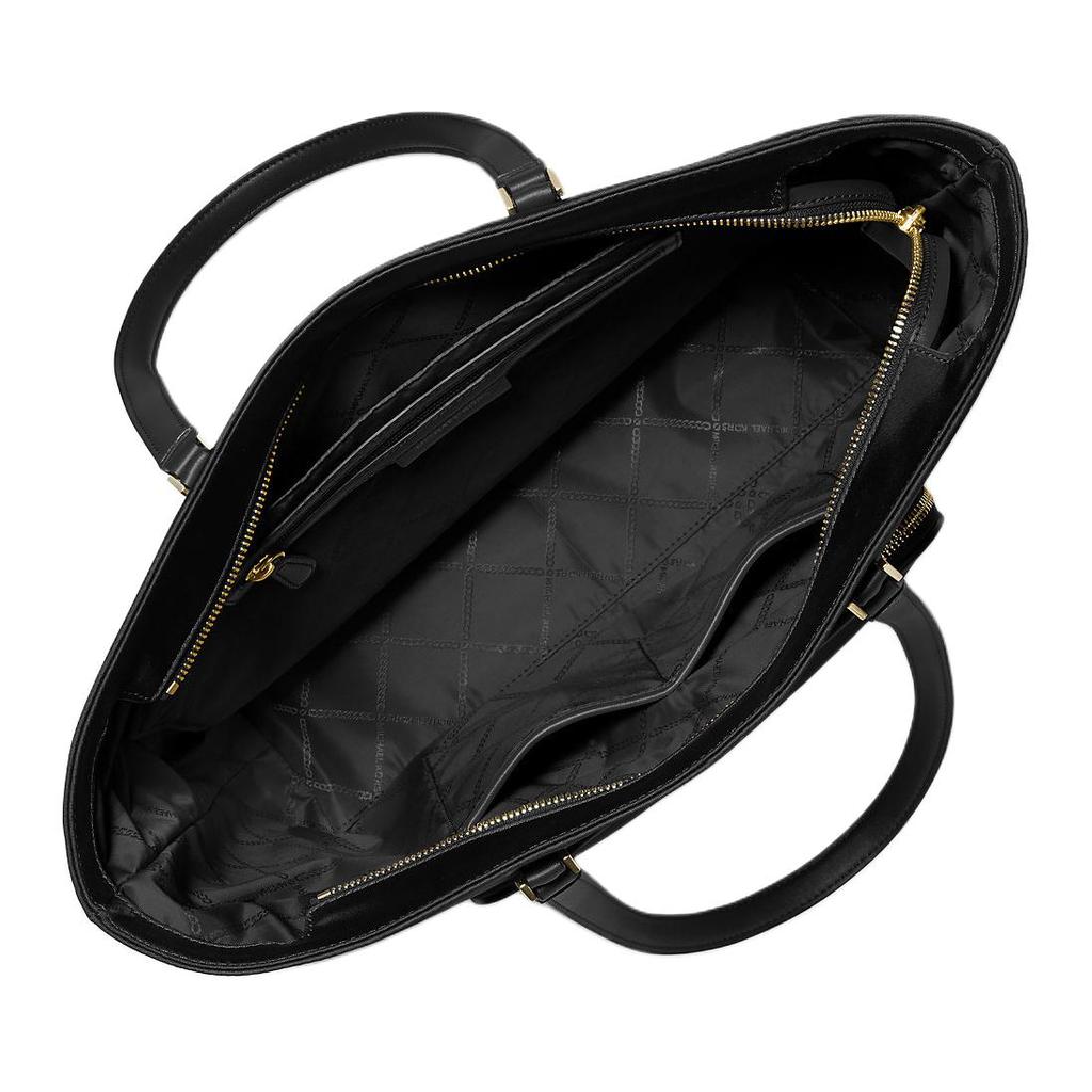 Michael Kors MK Cara Logo Gold Hardware Nylon Tote Shopping Bag Women Tote Black 30R4GRKT7C-BLACK