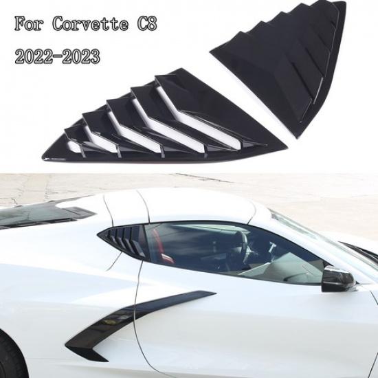 Glossy Black side window louvers air vent Cover tirm for Chevrolet Corvette C8