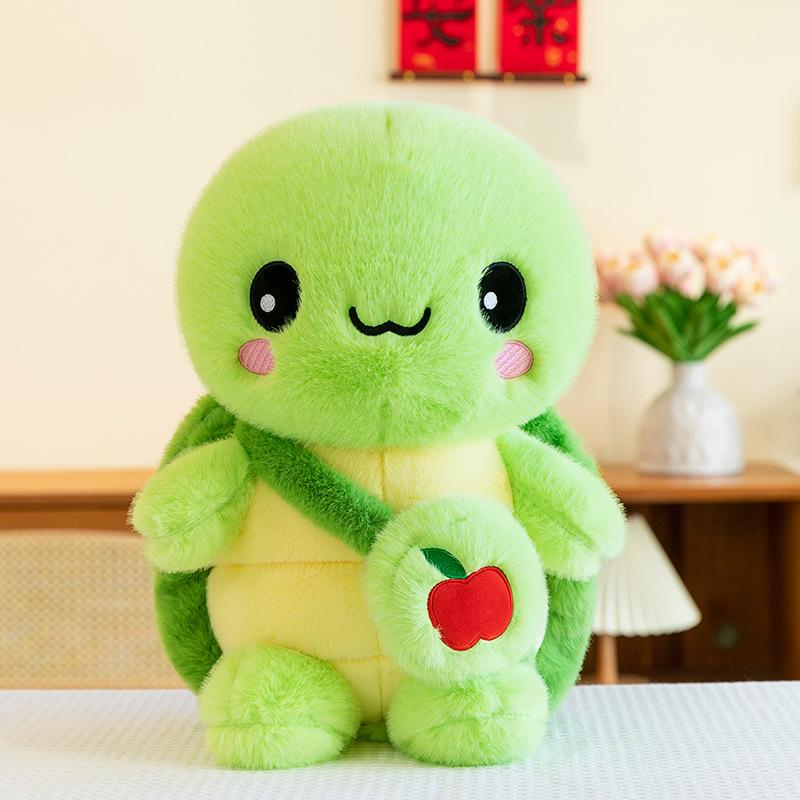 

Smiling Green Apple Turtle Plush Toy - Cute Gift for Men and Women Birthday 38cm 0.35kg