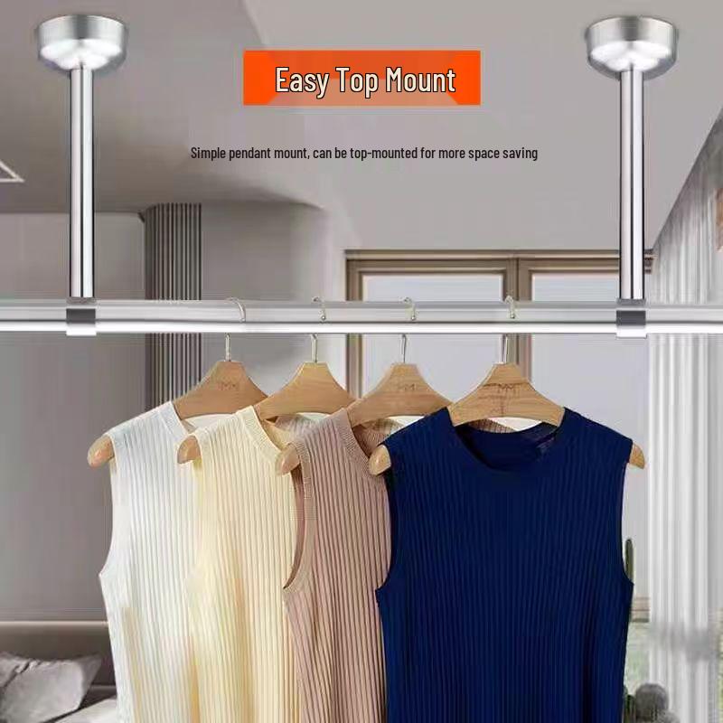 Extra Long Thick Stainless Steel Ceiling-Mounted Clothes Drying Rod Flange Bracket