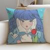 Pretty Ccute girlsS Cushion Cover Breathable and skinfriendly linen pillowcase square removable and washable cushion
