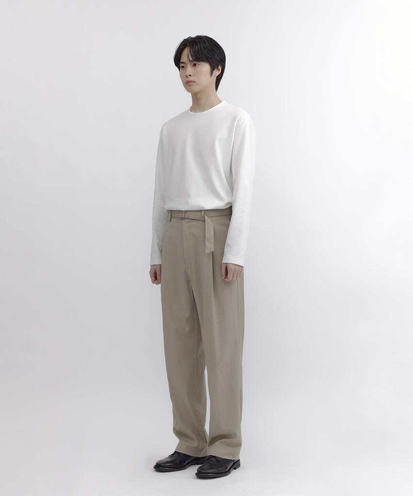 NONBLANK [Summer] Summer Cool Touch Belted Wide Fit Pants_Beige
