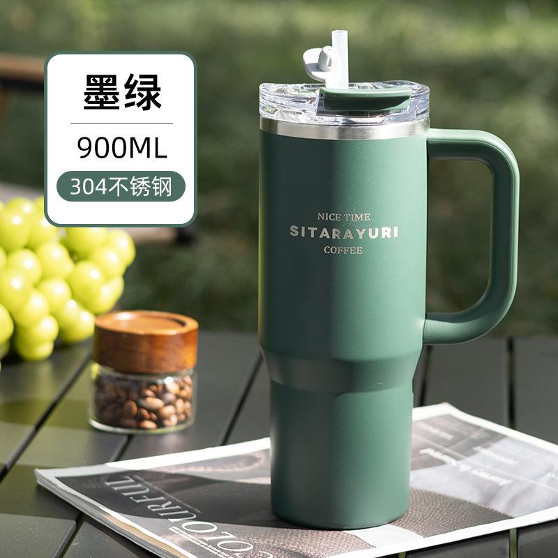SITARAYURI 900ml Borraccia Termica Acciaio Inossidabile Tazza da Caffè Fredda e Calda Bicchiere Termico a Doppia Parete Tazza da Viaggio per Auto