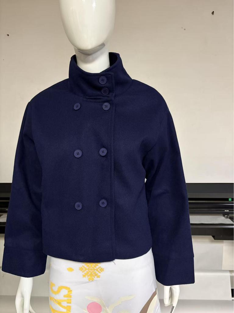 2025 Spring/Summer Women's Elegant Stand-Up Collar Short Woolen Coat