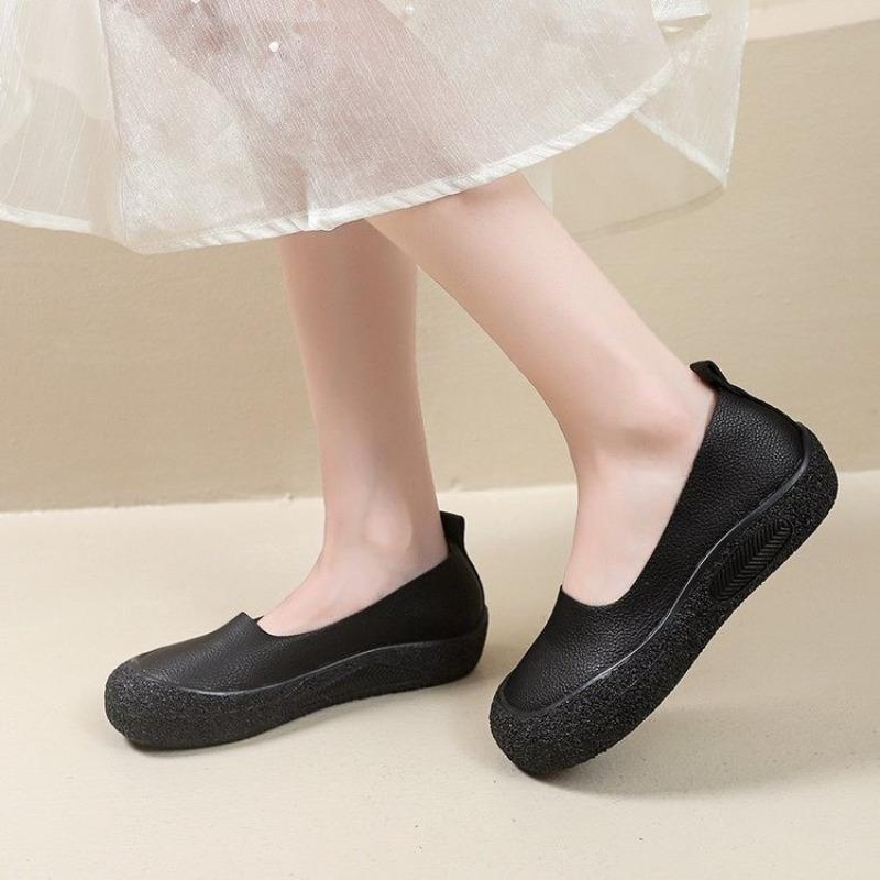 New Soft Sole Single Shoes Vintage Shallow Mouth Casual Vintage Simple Slip-on Shoes Soft Face Soft Sole Flat Shoes for Women