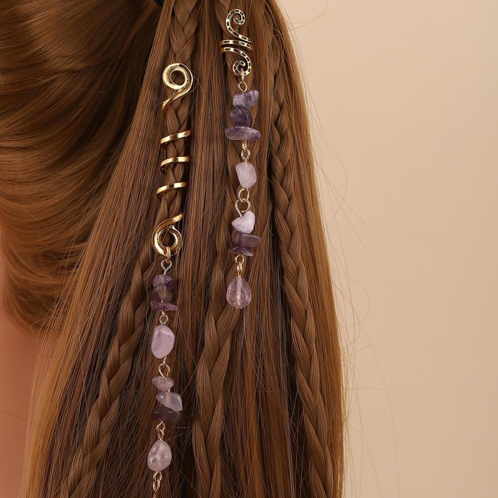 2Pcs/Set Vintage Ethnic Style Spiral Dreadlock Hair Clip Pendant Hair Loop  Women Dreadlock Styling