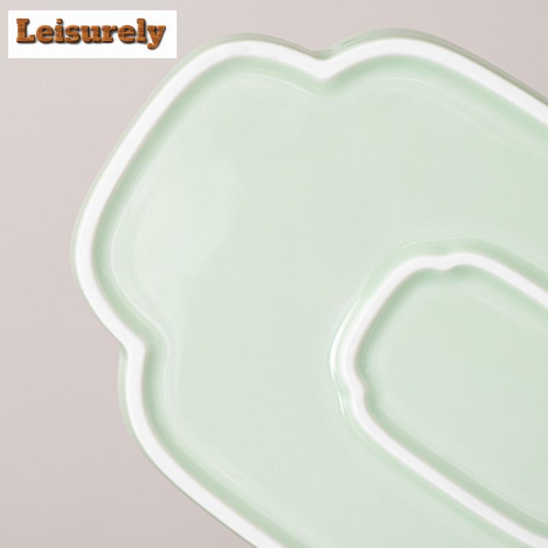 Chinesische Ruyi Teeuntertasse Keramik Obst Snack Schale Trockenbrauen Tee Tablett Halter Getrocknete Früchte Gebäckteller Kung Fu Teeset Zubehör