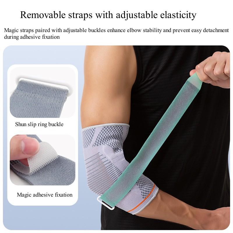 1 Piece 3D Woven Silicone Compression Sleeves Elbow Pads With Strap Adjustable Unisex Elastic Elbow Brace Arm Sport Support