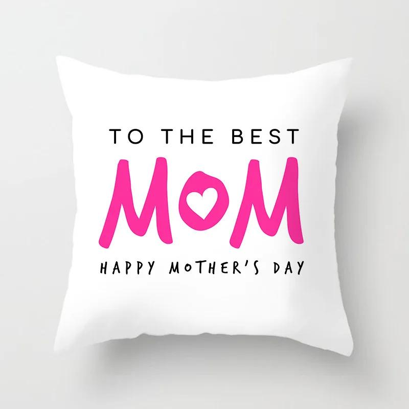 Mother's Day Throw Pillow Cover for Sofa Pillow Case Home Decor Polyester Cushion Cover Gift for Mom Housse De Coussin