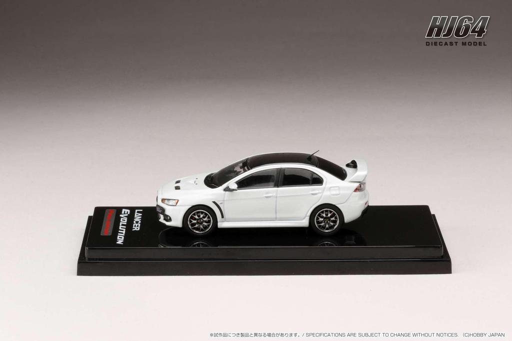 HJ64 1/64 Mitsubishi Lancer Evolution X FINAL EDITION with engine display model, White Pearl/Black Roof, Finished Product