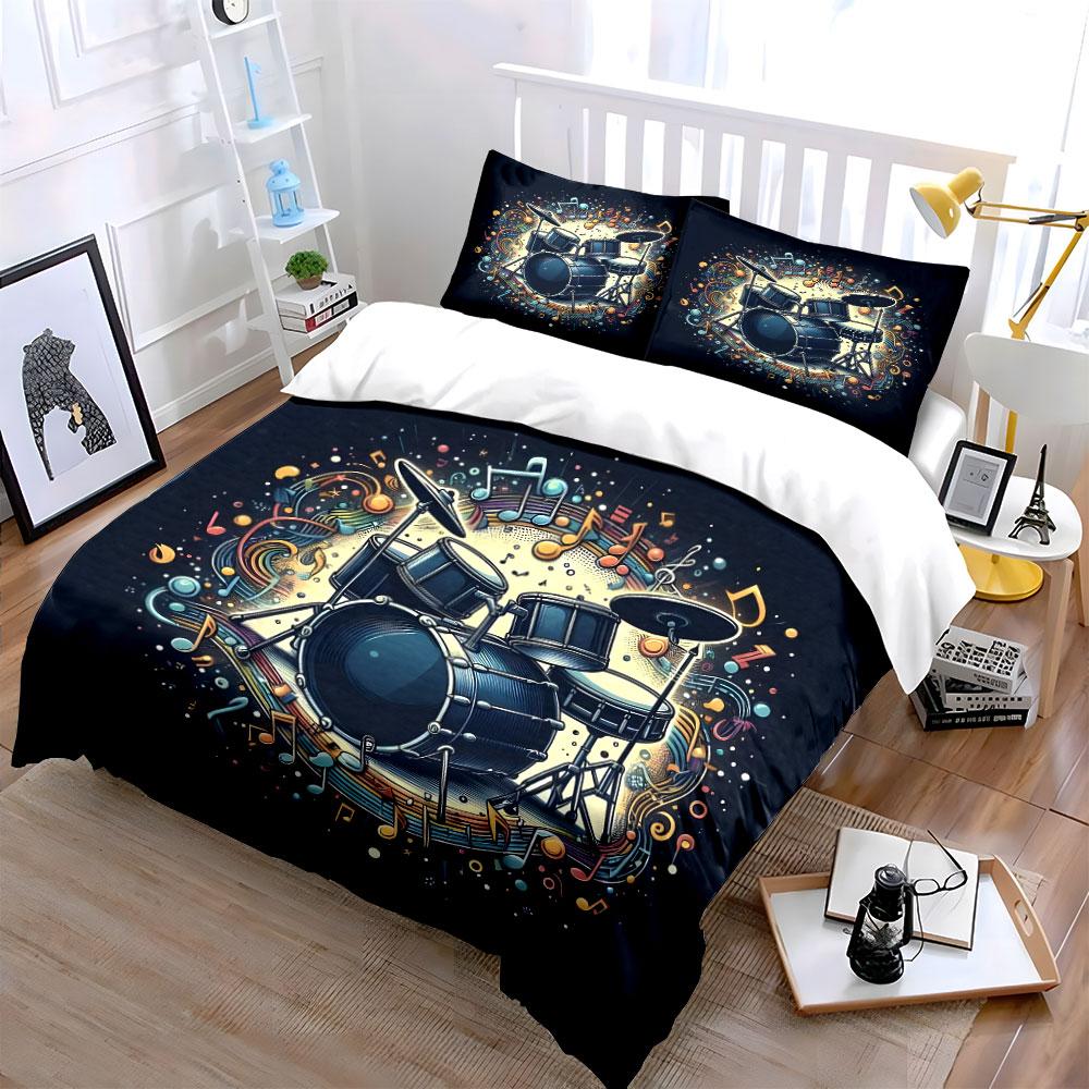 Musical Drum Set Decoration Gifts Multiple sizes kid's and adults' bedroom Exquisite 3PC bedding set, gift