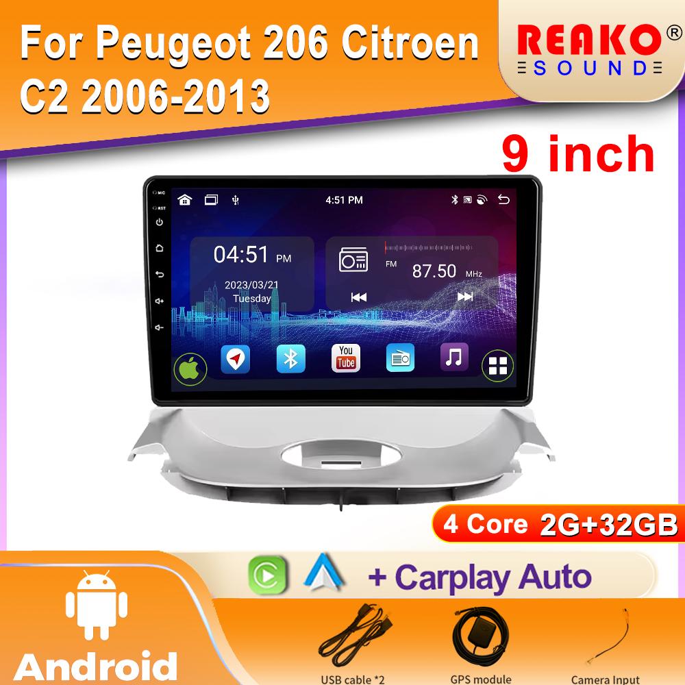 

Android 2K автомобильное радио для Peugeot 206 Citroen C2 2006-2013 Мультимедийный Bluetooth-плеер Навигация 4G GPS Carplay стерео 4 core 2GB+32GB carplay