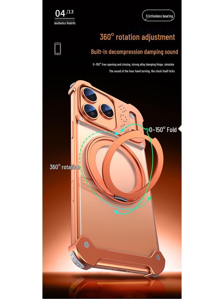 Apple 17 Pro Max Metal Aroma Magnetic Phone Case with 360° Rotating Bracket for iPhone 16