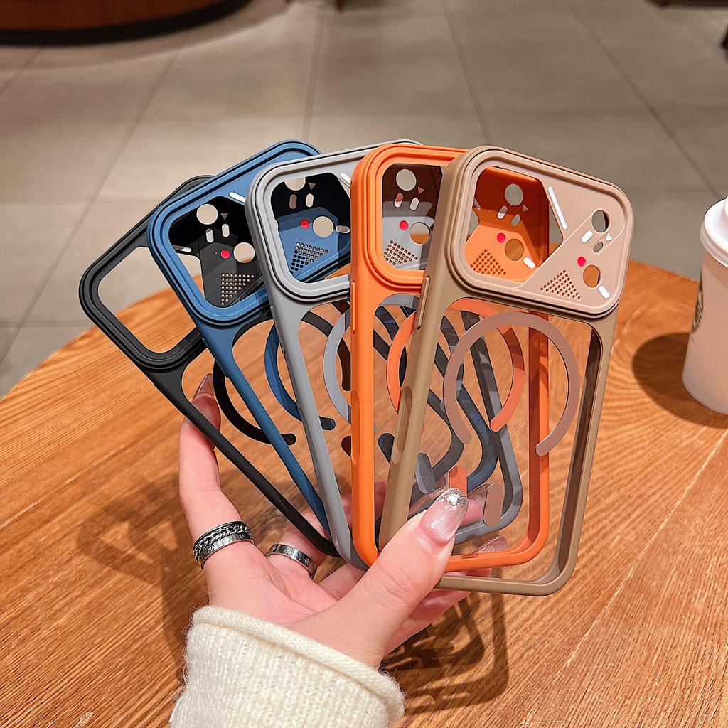 Compatible with iPhone 17 Pro Max: Ya Dun Acrylic Magnetic Transparent B-ring Lens Protection Case.