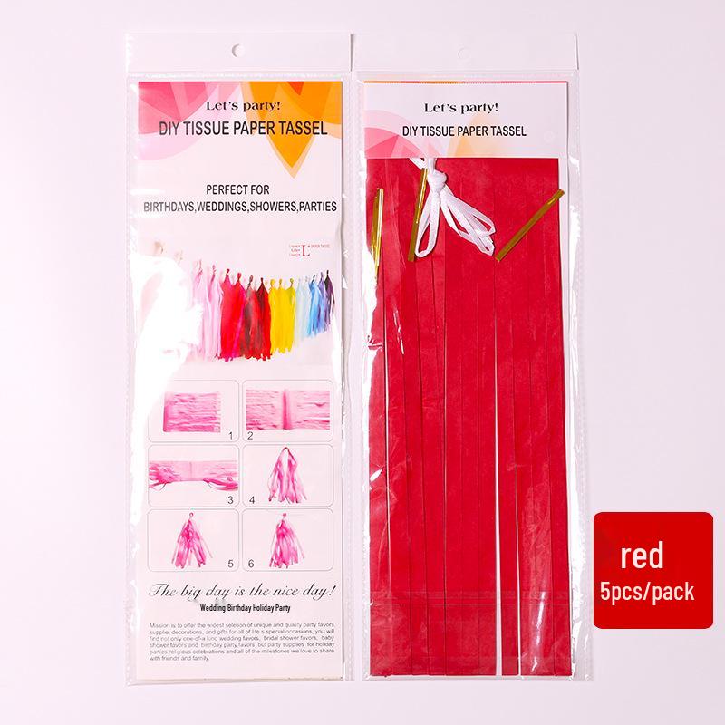 35cm DIY Paper Tassels for Children's Birthday, Wedding, or Festival Decorations - 5pcs/pack