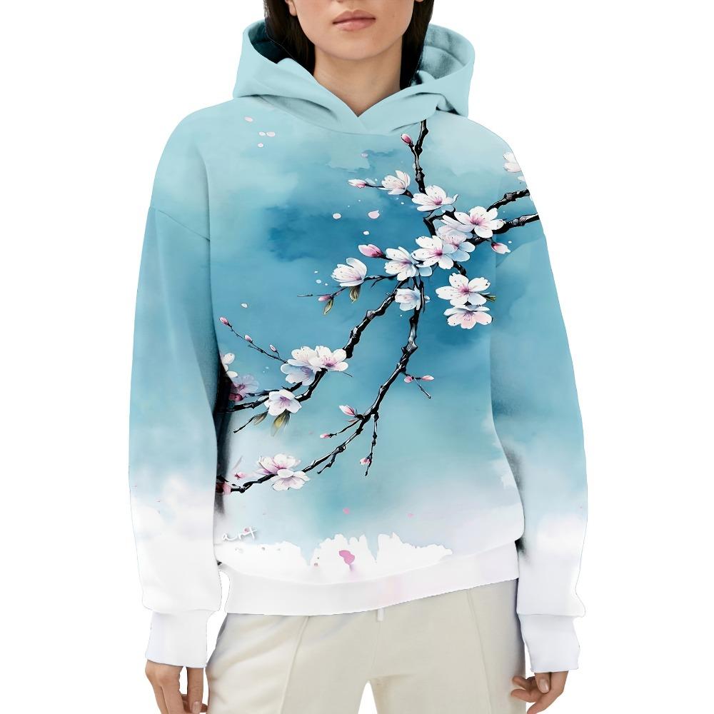 Plus Size - Plus Size - Pink Women'S Santa Claus Printed Casual Hoodie for Christmas