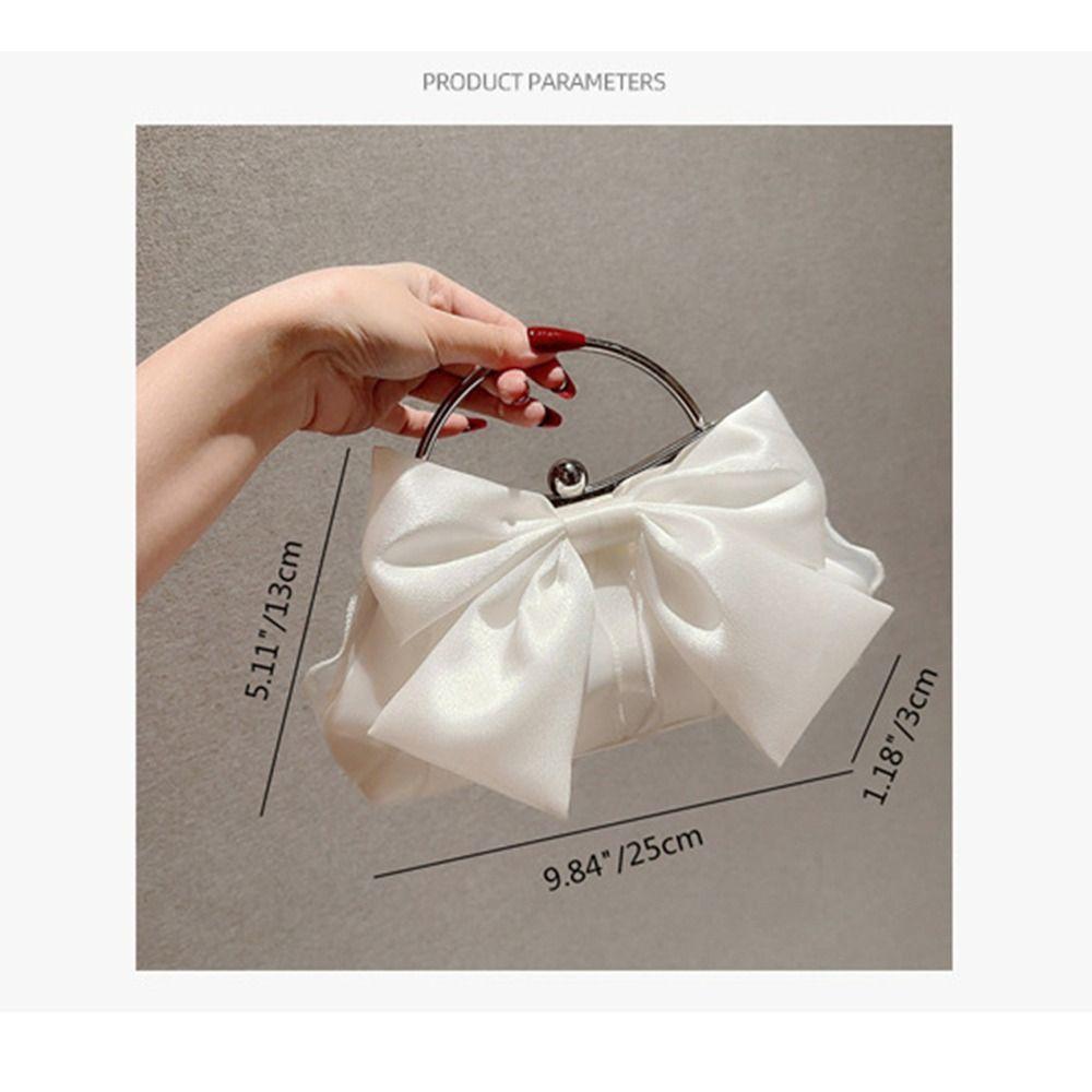 Luxury Gold Bright Silk Bowknot Evening Bag Chain Banquet Clutch Handbags Women Female