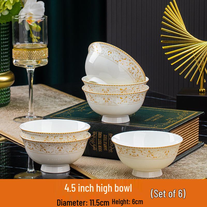 Sun Island Goldrand Bone China Tiefer Teller: Suppen-, Abendessen-, Reis- und Dessertteller - Elegantes Keramikgeschirr.