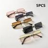5PCS Fashion Rimless Sunglasses Women Trendy Small Rectangle Sun Glasses  Summer Traveling Style Brown Shades for Men