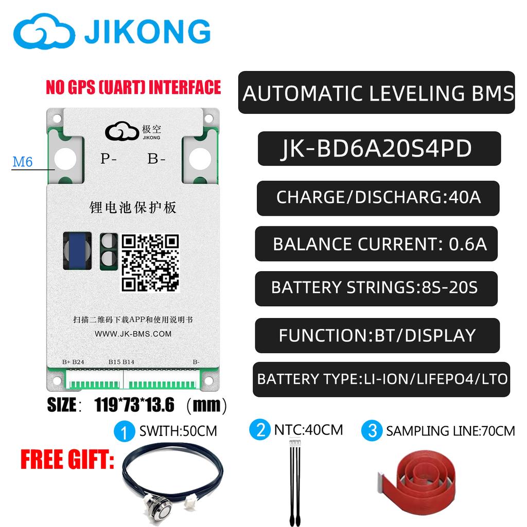 JK BMS Smart BMS 8S-24S 12V 24V 48V 72V Active Balance JIKONG BMS Smart BMS 40A 60A 100A 150A Lifepo4 Li-Ion Lto Battery