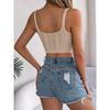 GMXIA Spring Summer Solid V-neck Twisted Crop Crop Top Vacation Knitted Sweater Women's Wear