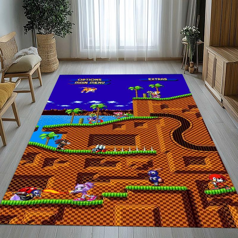 Retro S-Sonic Cartoon Games Living Room Non-Slip Area Rug Soft Carpet for Bedroom Kids Playroom Sofa,Home Decor Doormat Gift