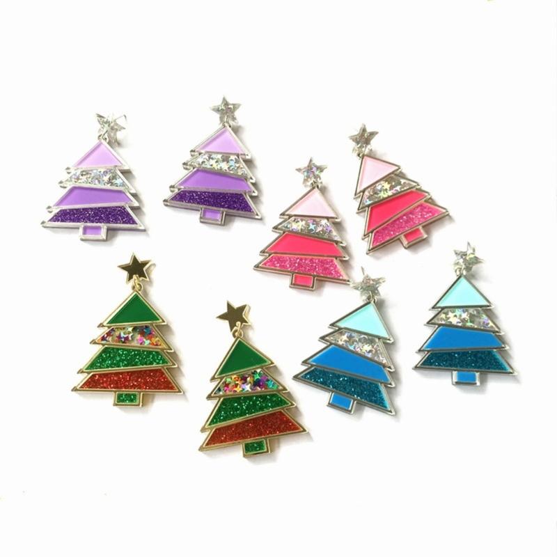 Christmas Earrings Christmas Tree Earrings Dangle Earrings Stud Earrings Pendant Earrings Acrylic Material Women Jewelry