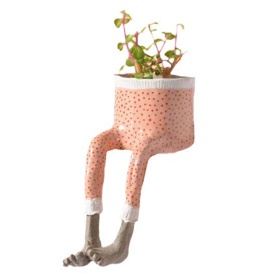 

Flowerpot Lower Body Design Resin Mini Planter Flower Plant Pot Ornament Indoor Outdoor Table Wall Decoration I