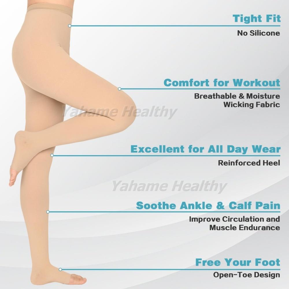 Pończochy uciskowe 20 - 30 mmHg z zamkniętymi/otwartymi palcami, legginsy uciskowe do talii na obrzęki, żylaki, opuchliznę, dla kobiet w ciąży
