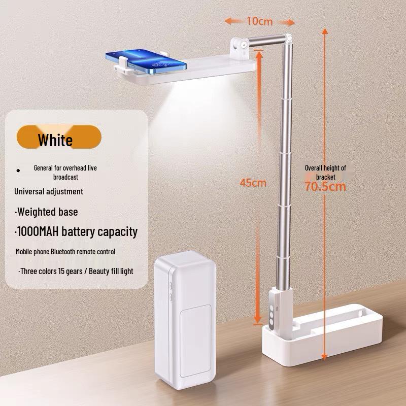 360° Rotating Phone Holder with Beauty Light & Foldable Telescopic Stand