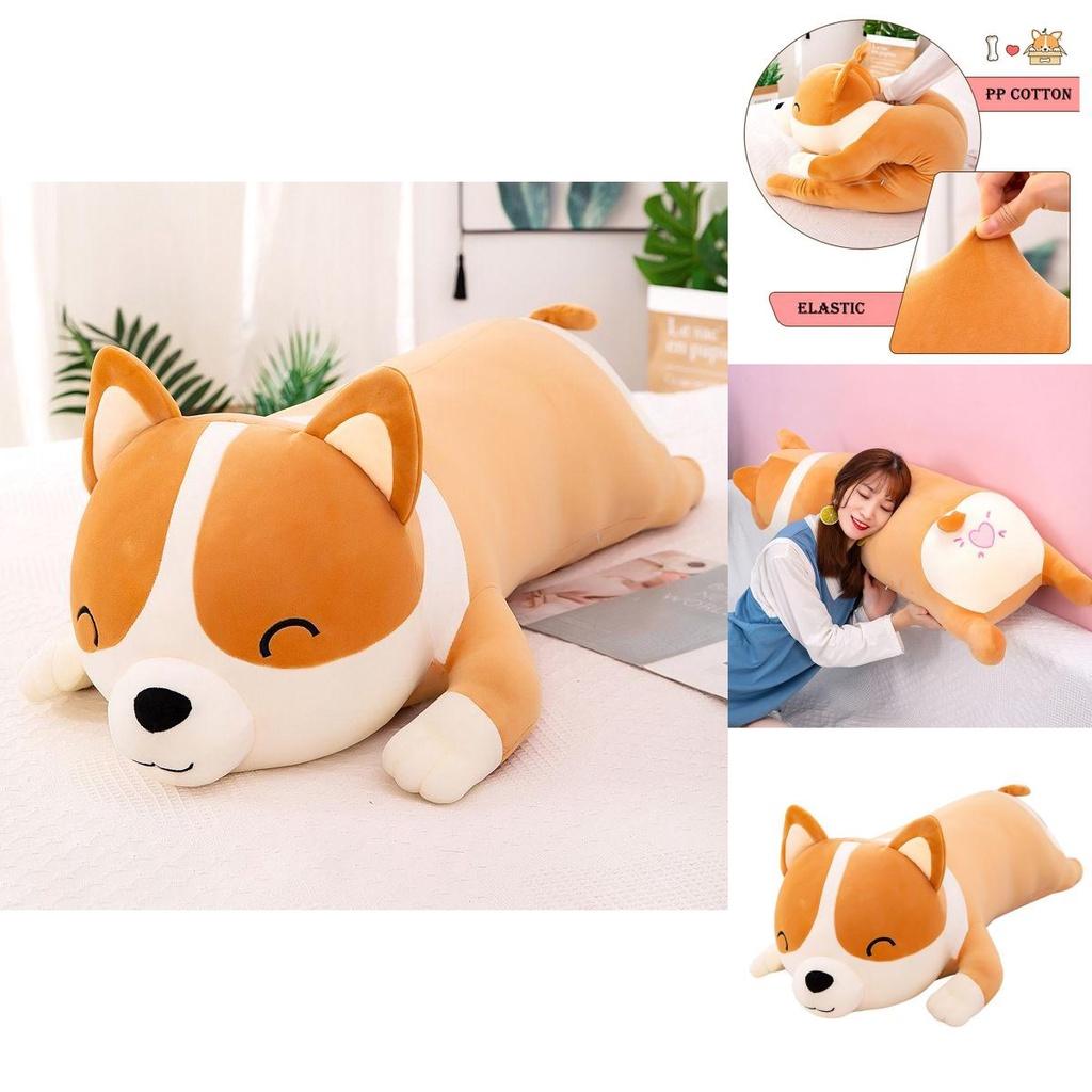 Long Corgi Plush Toys Throw Pillow Cushion Soft Stuffed Animal Doll For Xmas Birthday Gift