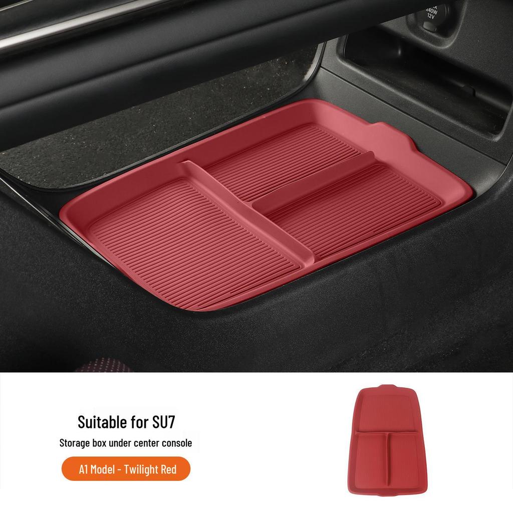 Soft Rubber Organizer for Xiaomi SU7 Console Storage Compartment, Car Interior Accessories