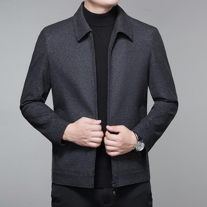 2022 Men's Single-Breasted Cashmere Coat - Business Casual Loose Wool Jacket for Middle-Aged Dads