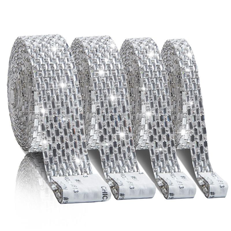 

10Yards Crystal Rhinestone Ribbon Diamond Sparkling Ribbons Roll Banding Belt Wrap Wedding Party Decorations DIY Crafts Gift 0.5cm width&10Yards