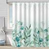 Shower Curtain Waterproof And Mildew-Proof 3D Digital Printing Plant Printing Shower Bath Bathroom Partition Curtain Free Punching