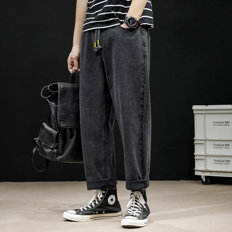 Herren Jeans mit lockerem geradem Bein und elastischem Bund – dicker Stoff, Übergrößen Hose