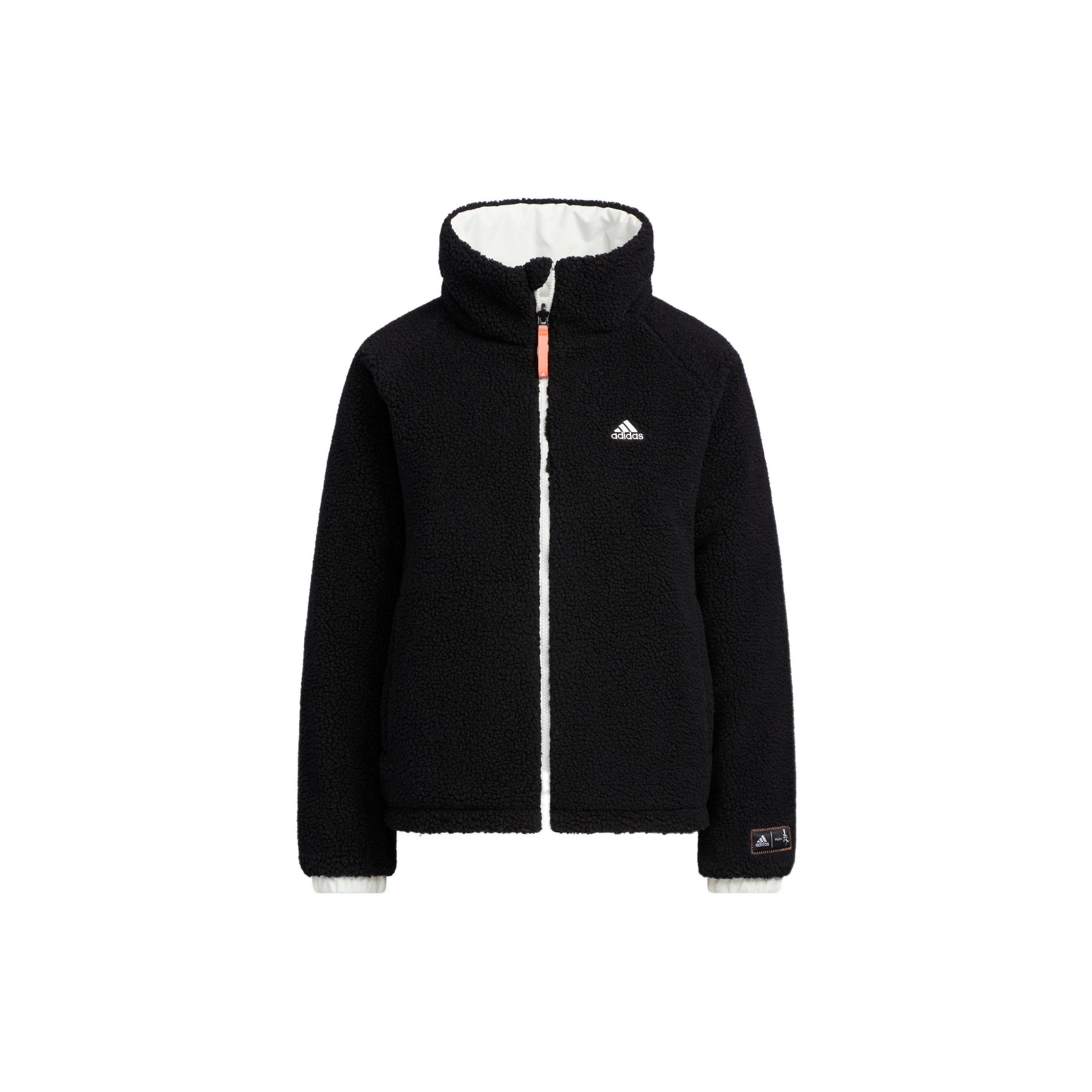 adidas Women s Reversible Fleece Stand Collar Padded Jacket Black HY7218 XL