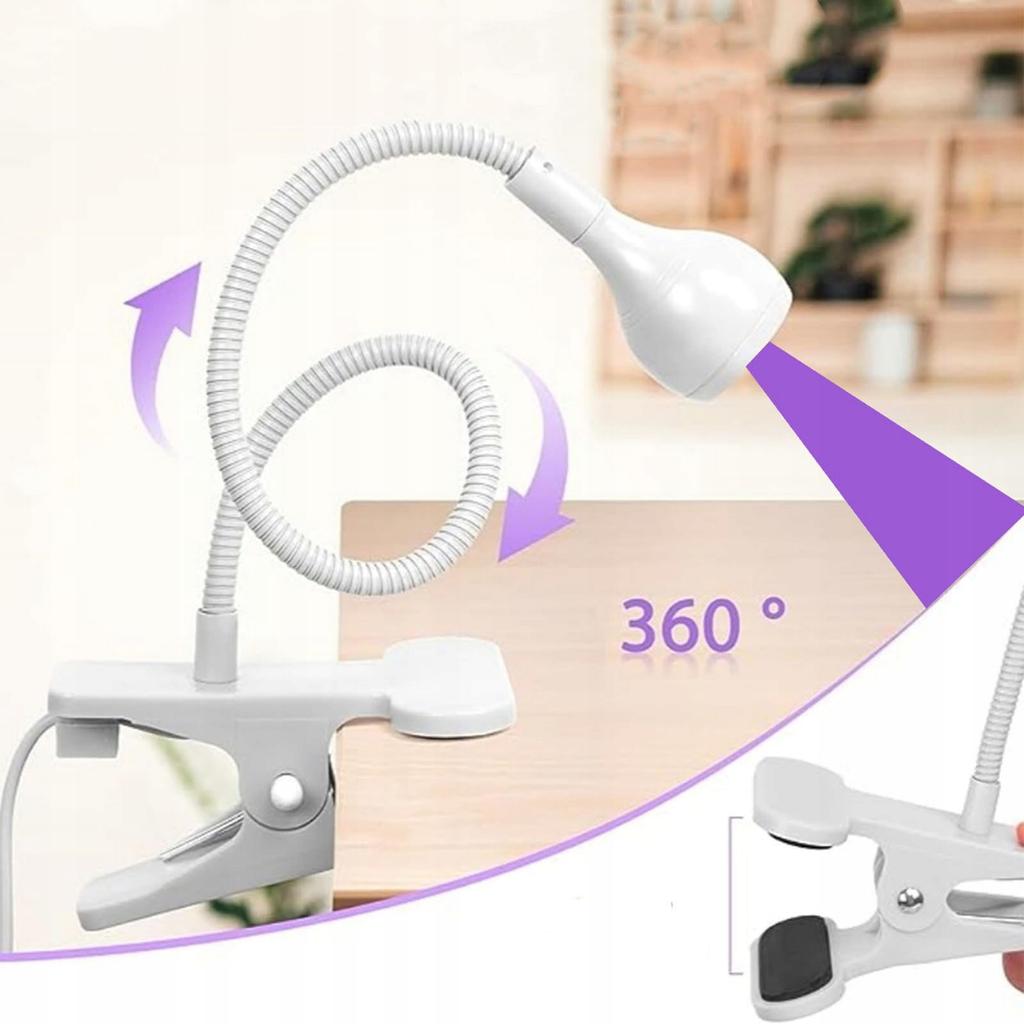 5W UV-LED-Nagellampe, Weiß, Flexibler Arm und Verstellbare Klemme, Gel-Nagelhärtungslicht für Salon und Heimgebrauch