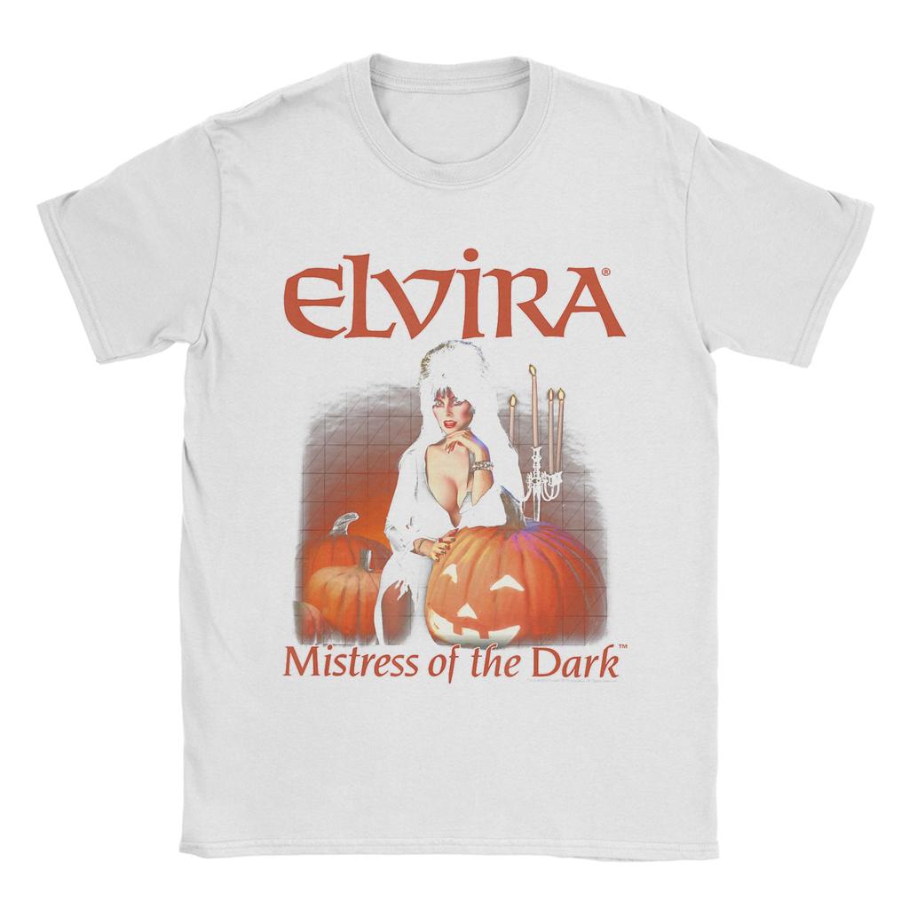 Elvira Mistress of The Dark Pumpkin Halloween Unisexs T Shirts Tee Shirt Short Sleeve Round Neck TShirts 100 Cotton Classic Tops