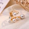 Übertriebener zweilagiger Perlenring Nischen-Design Unregelmäßig mit Diamanten besetzter offener Ring Modischer Schmuck für Damen Geschenk